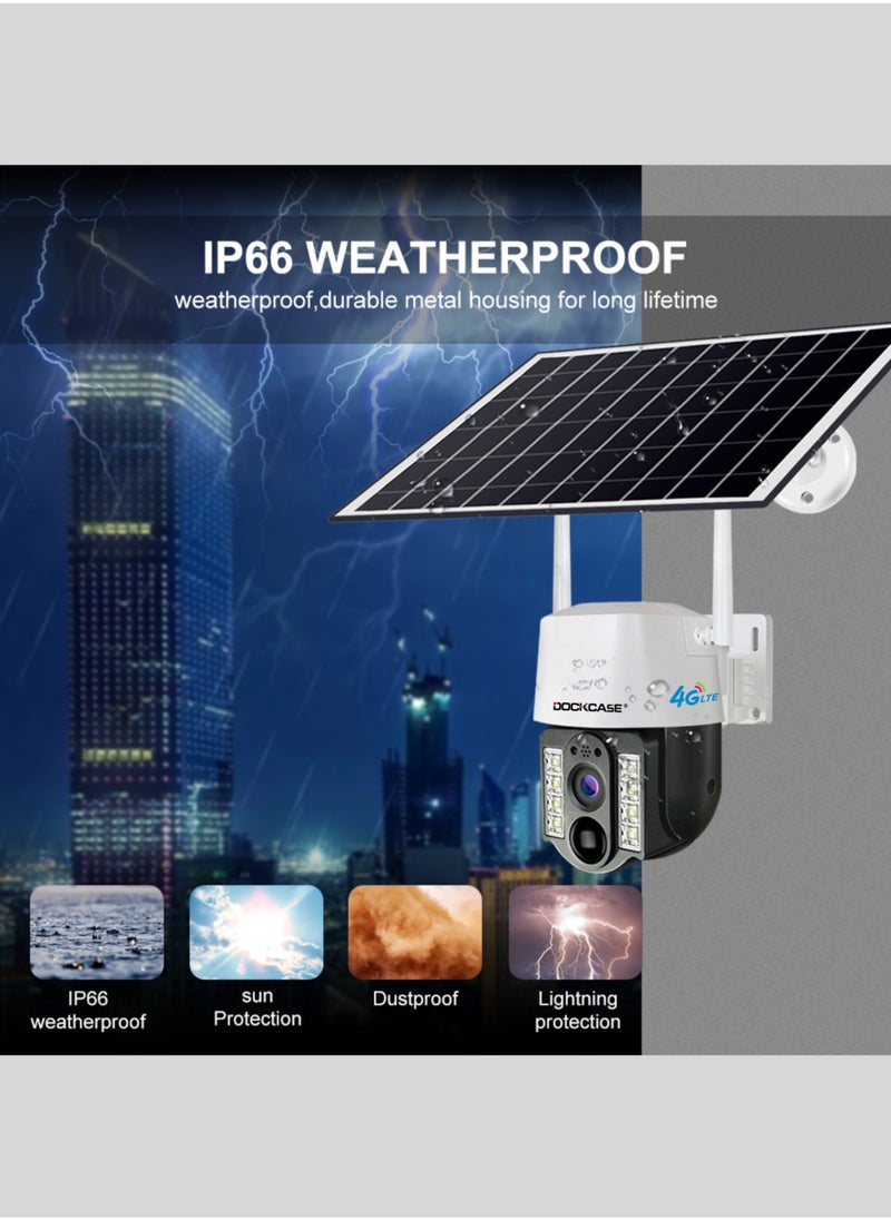 DOCKCASE - DOCKCASE 3.0MP 4G Sim Card Solar Camera PTZ 360°View Solar Powered Outdoor Security Camera . - Image 1