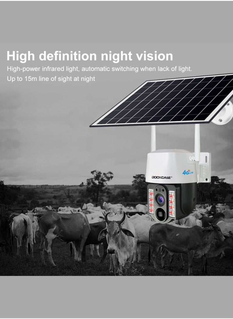 DOCKCASE - DOCKCASE 3.0MP 4G Sim Card Solar Camera PTZ 360°View Solar Powered Outdoor Security Camera . - Image 1