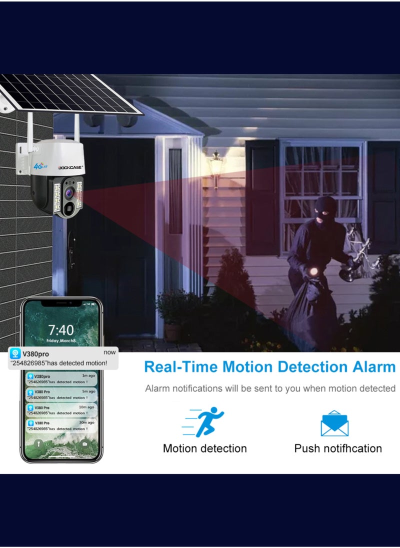 DOCKCASE - DOCKCASE 3.0MP 4G Sim Card Solar Camera PTZ 360°View Solar Powered Outdoor Security Camera . - Image 1