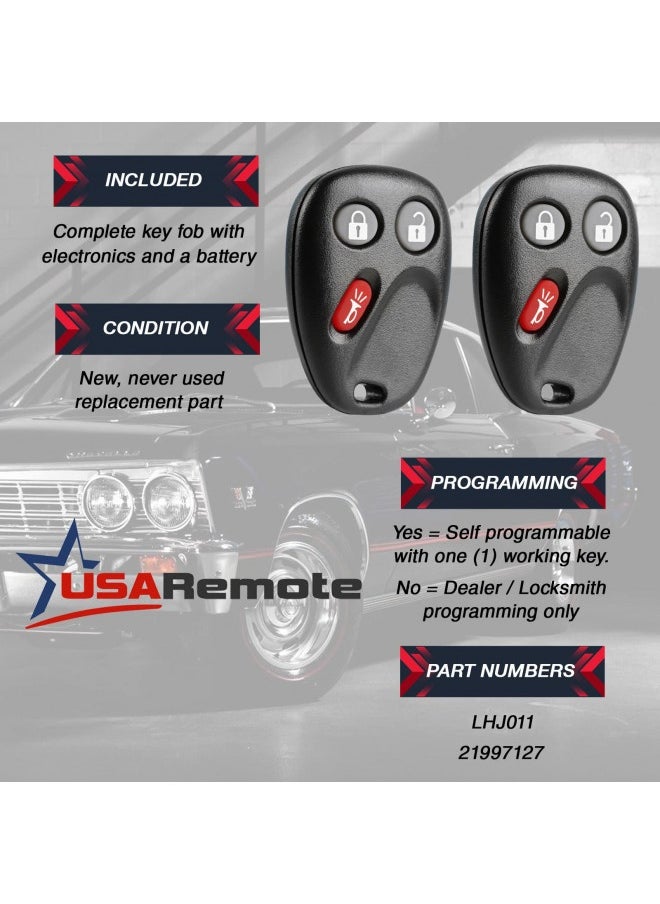 USARemote Key Fob Keyless Entry Remote Fits 2003-2006 Chevy Tahoe Suburban Silverado Avalanche Equinox Ssr / Gmc Sierra Yukon / Cadillac Escalade / Hummer H2 / Pontiac Torrent / Saturn Vue (Lhj011), Set Of 2  - Image 3
