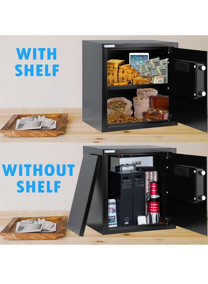 Rubik Safe Box, Digital Lock with Key, Large Capacity, Suitable for Home Office, Protects Cash Money Documents (35x38x30cm) Black - Image 3