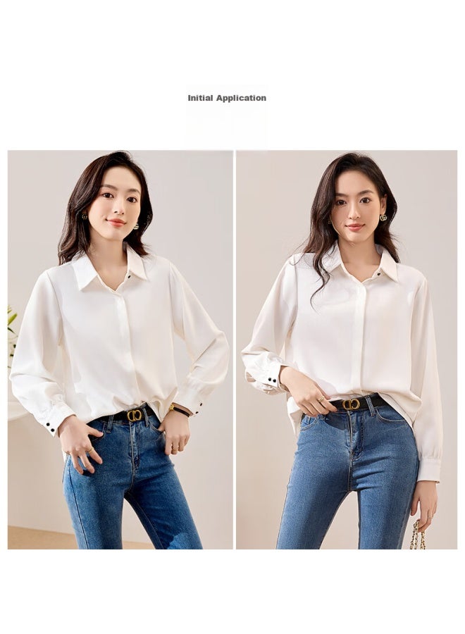 First Application Chushen Spring And Autumn Long Sleeve Shirt Women's Professional Formal Wear Student Interview Elegant Casual Commute White Shirt Top S43s001 - Image 3
