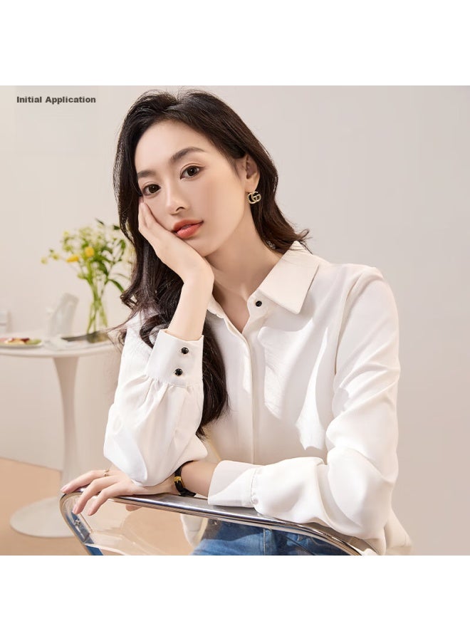 First Application Chushen Spring And Autumn Long Sleeve Shirt Women's Professional Formal Wear Student Interview Elegant Casual Commute White Shirt Top S43s001 - Image 4