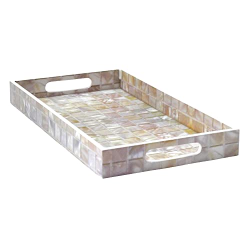 Tranquil Square Wooden Serving Tray Set of 3 White and Grey Colour - Image 4