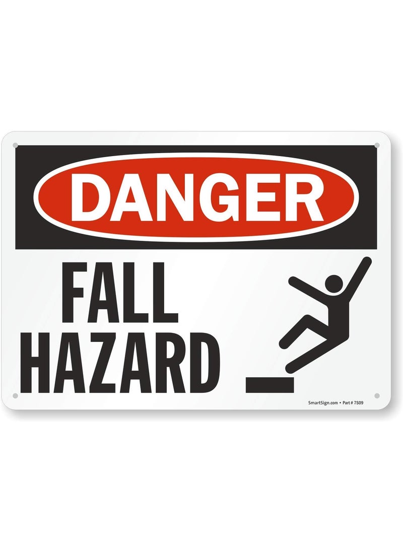 SmartSign SmartSign  U92104NP_10x14 Danger  Fall Hazard Sign  10 x 14 Plastic BlackRed on White 