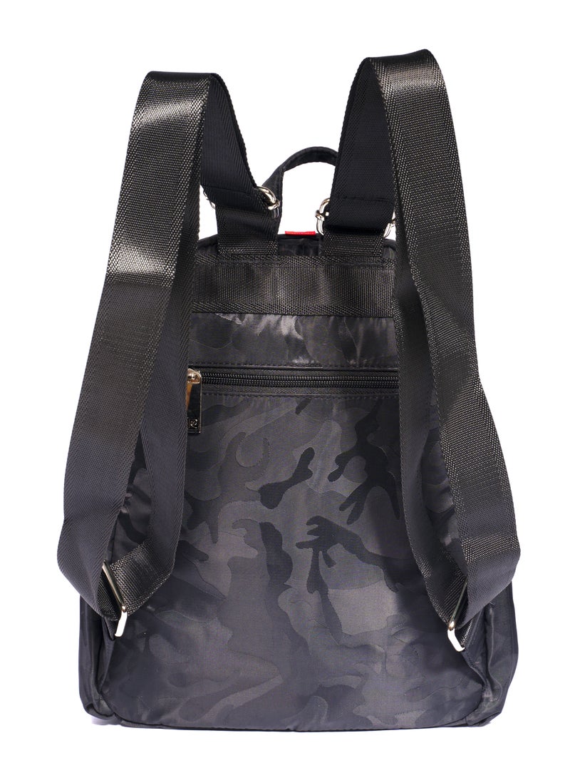 pierre cardin Ladies Small Backpack Camo Design Black - Image 3