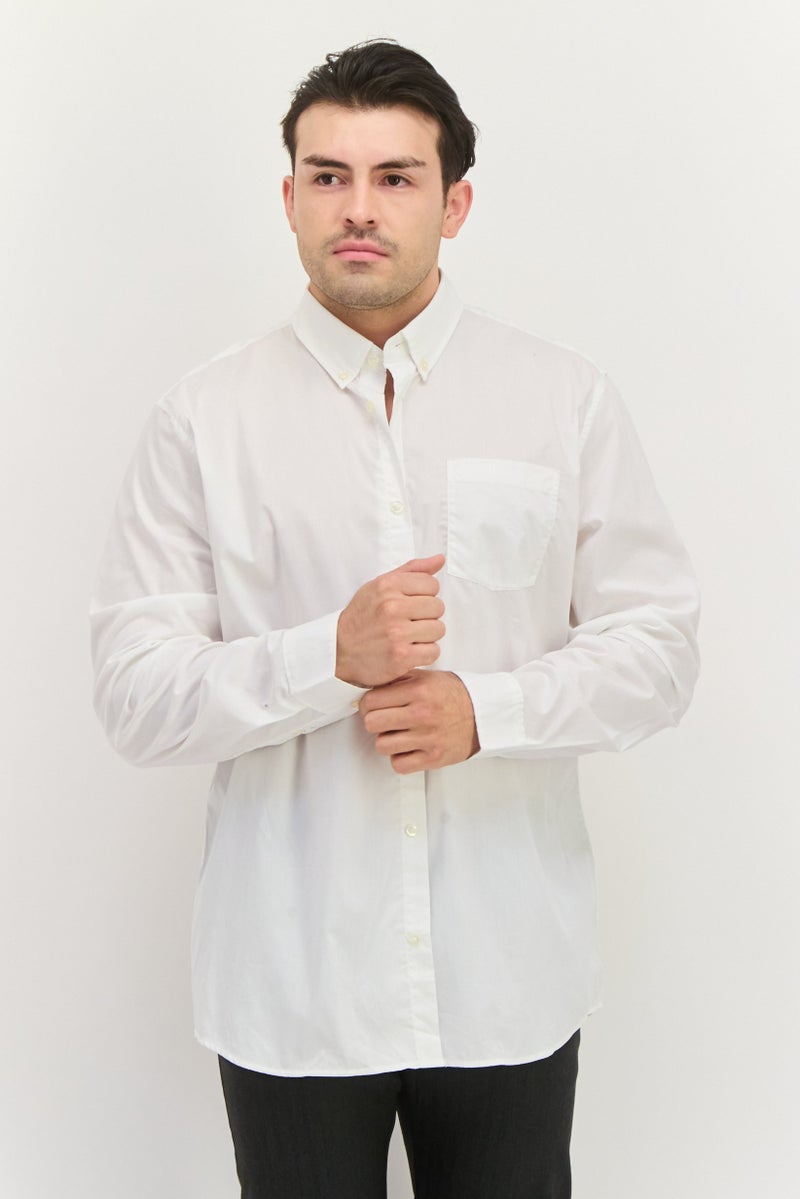 GAP Men Standard Fit Solid Long Sleeves Casual Shirt, White - Image 1