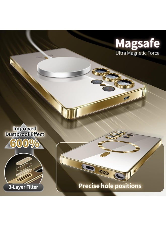 ACLIX Magnetic Case for Samsung S26 Ultra, Case Clear, [Compatible with Magsafe, Built-in Camera Lens Protector] | Gold - Image 2