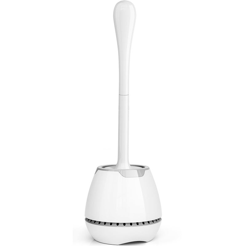 Toilet Brush and Holder Toilet Bowl Brush with Ventilated Holder and Ergonomic Long Handle Durable Bristles Toilet Scrubber Set for Bathroom Cleaning