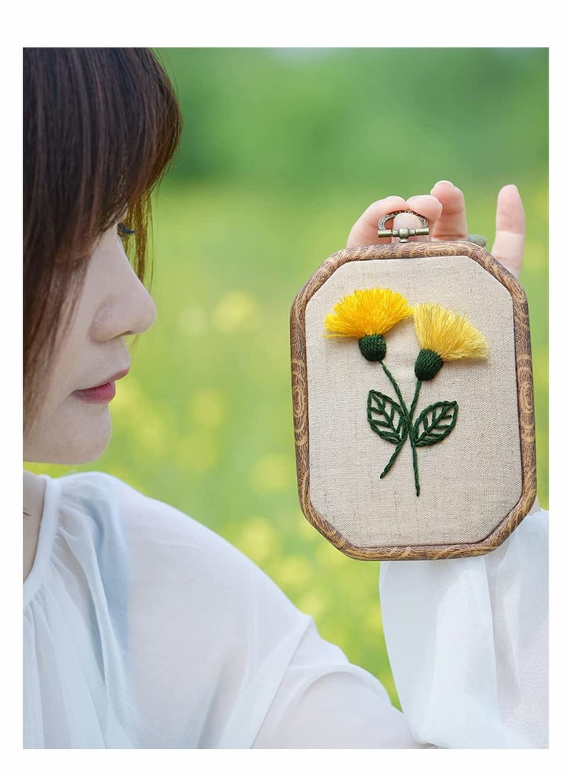 Excefore 3 Pack Embroidery Starter Kit with Pattern, Three-Dimensional Embroidery European-Style Flowers and Plants, Cross Stitch Kit Handmade Needlepoint Kits for Adults Beginners - Image 2