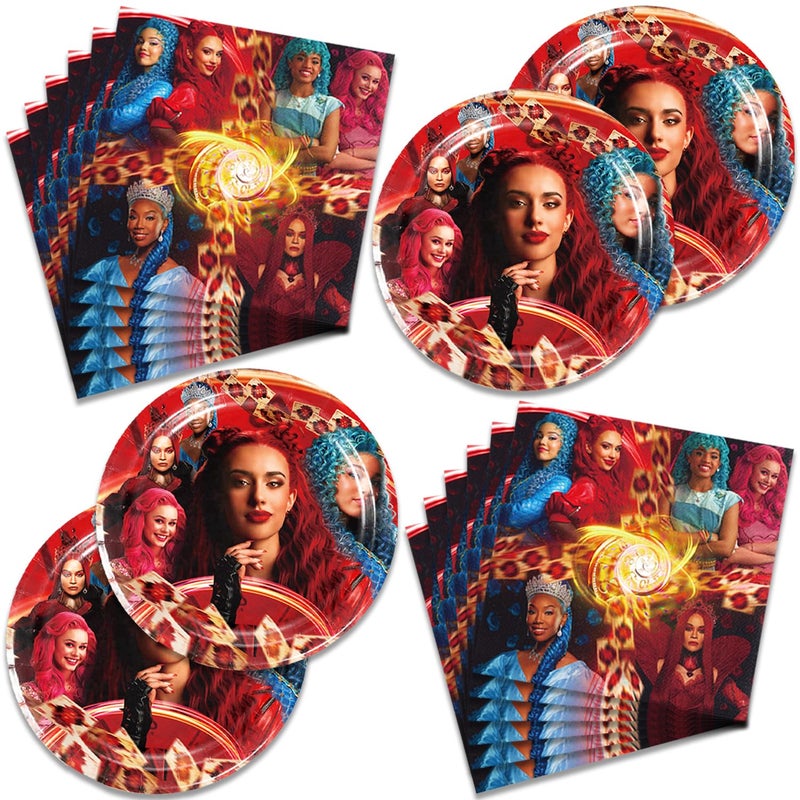 OMTO 40Pcs Descendant Party Supplies include 20 plates 20 napkins for the Descendant birthday party Decoration - Image 2