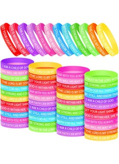 60 Pcs Bible Verses Bracelets Religious Silicone Bracelets Christian Inspirational Rubber Wristbands Colored Faith Bracelets Bible Verse Wristband For Men Women Teens(Colorfulword Style)