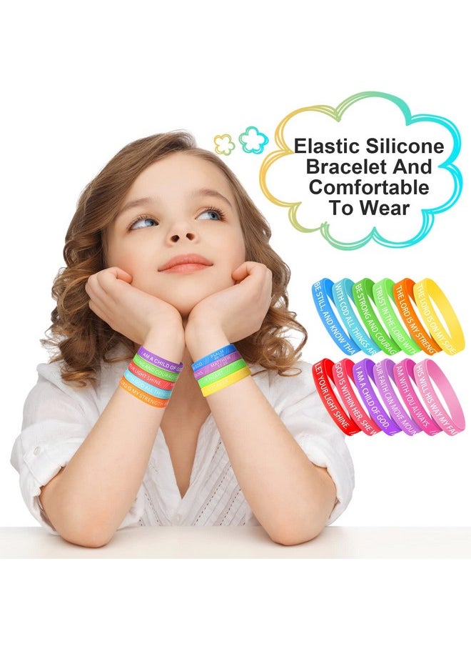 Civaner - 60 Pcs Bible Verses Bracelets Religious Silicone Bracelets Christian Inspirational Rubber Wristbands Colored Faith Bracelets Bible Verse Wristband For Men Women Teens(Colorfulword Style) - Image 1
