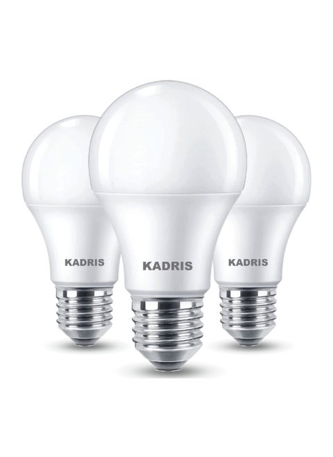 عرض 3 قطع لمبة ضوء LED 9 واط LA-2121، 6500 كلفن ضوء النهار البارد (أبيض)، غير قابلة للتعتيم، قاعدة E27 9 واط = 60 واط 900 لومن، معتمدة من ESMA مع ضمان لمدة سنة واحدة