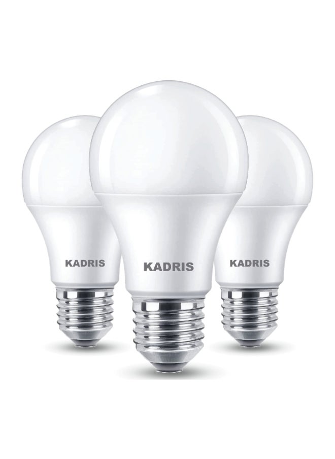 KADRIS عرض 3 قطع لمبة ضوء LED 9 واط LA-2121، 6500 كلفن ضوء النهار البارد (أبيض)، غير قابلة للتعتيم، قاعدة E27 9 واط = 60 واط 900 لومن، معتمدة من ESMA مع ضمان لمدة سنة واحدة  - Image 1