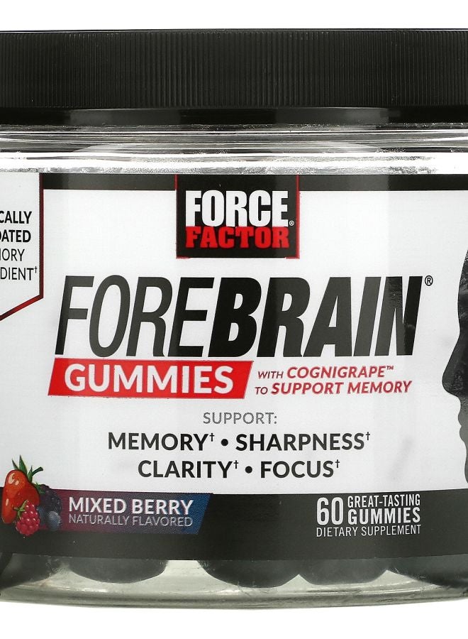 Force Factor Forebrain Gummies Memory Support Mixed Berry 60 Gummies