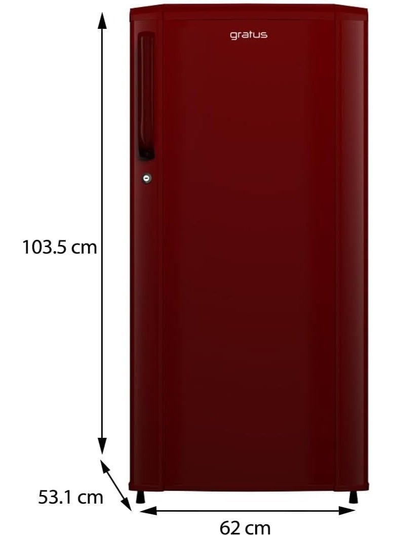gratus 210 L Single‑Door Direct‑Cool Refrigerator (GDCR210RH) – 1 Year Warranty + 5 Years Compressor | Stylish Red‑Opal Finish - Image 2