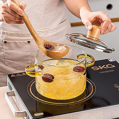 Incrizma Glass Saucepan with Cover, 1.6L Heat-Resistant Glass Stovetop Pot and Pan with Lid, The Best Handmade Cookware Set Cooktop Safe for Pasta Noodle, Soup, Milk, Baby Food (1500 ml) - Image 4