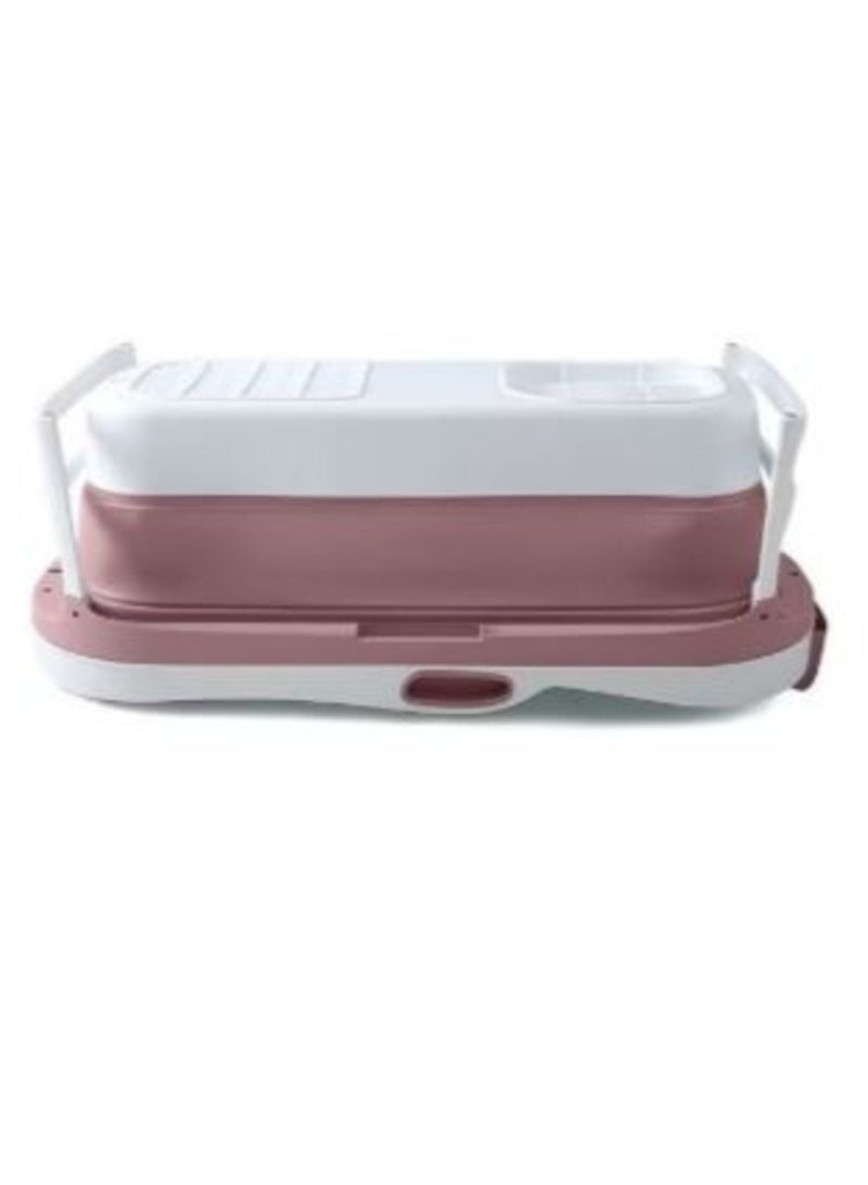 حسم بانيو حوض استحمام قابل للطي للكبار مع وسادة للرقبة وميزات مريحة وتصميم موفر للمساحة لون وردي - Image 5