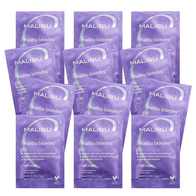 Malibu C Blondes Wellness Remedy - Removes Discoloration from Bleached, Highlighted or Natural Blonde Hair + Restores Vibrance and Shine with Vitamin C Complex (12 Packets) - Image 1