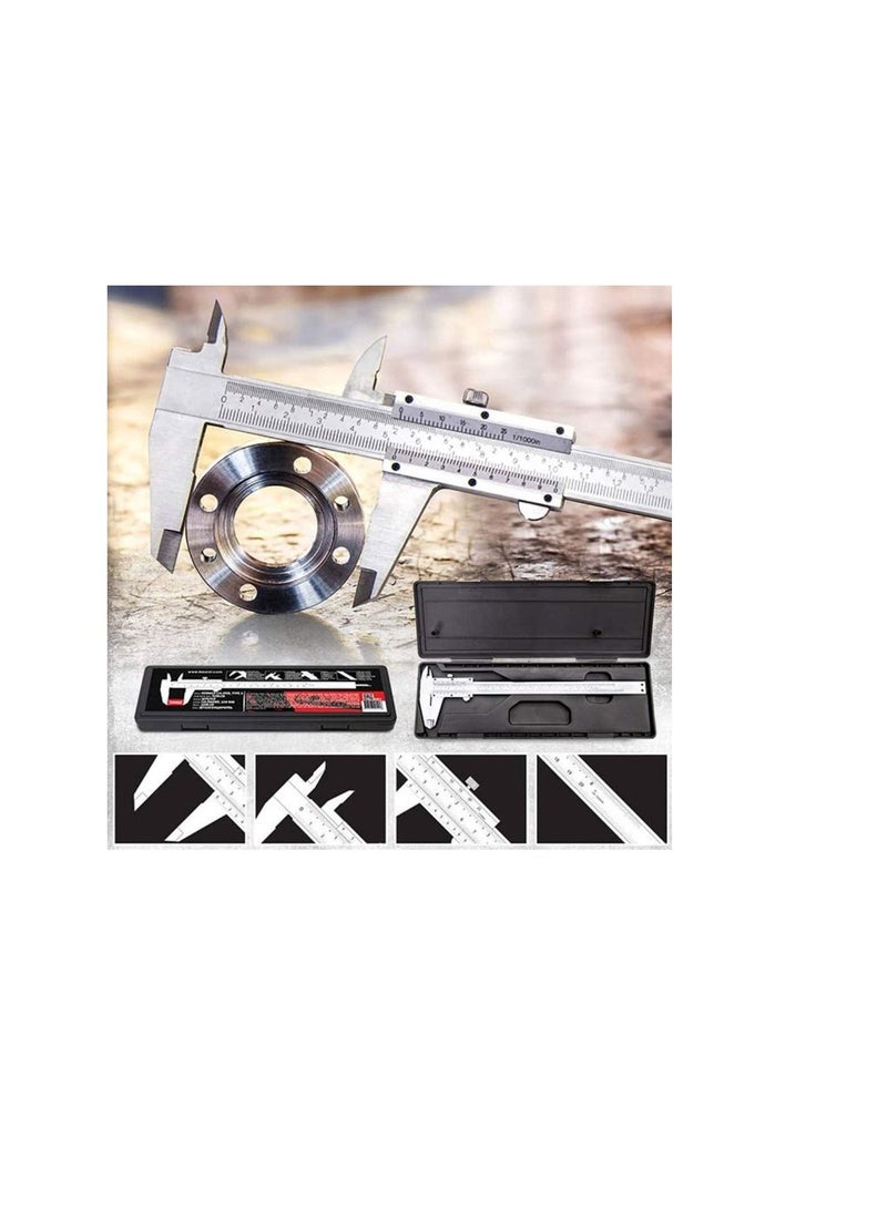Beorol Beorol Professional Vernier Caliper 8 Inch, Stainless Steel, Inch/Metric, Inside, Outside, Depth and Step Measurements  - Image 1