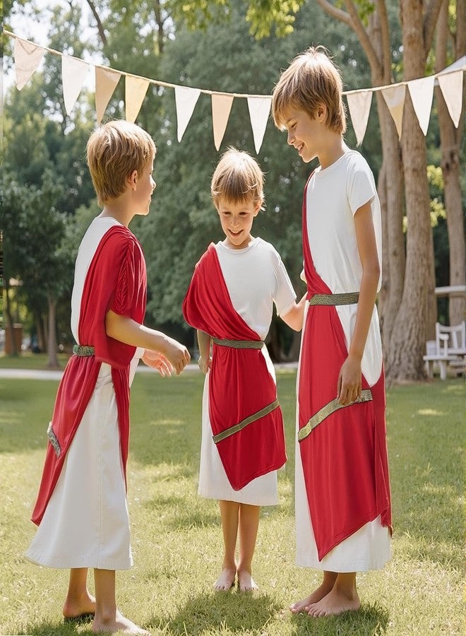 VZQI Greek Toga Costume for Kids Roman Halloween Nobility Boy Cosplay Red M - Image 5