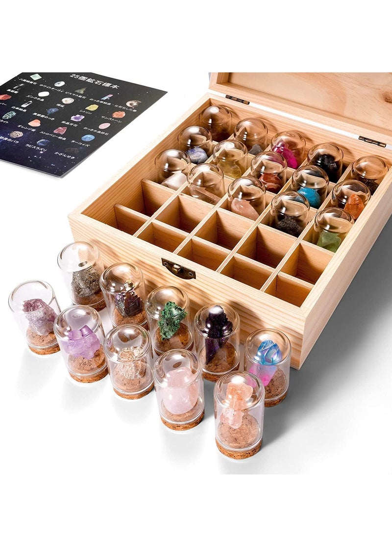 إيفرين مجموعة من 25 قطعة من عينات المعادن وعينات الصخور ومجموعة الأحجار الطبيعية وغطاء زجاجي وغطاء مقاوم للغبار وتماثيل صغيرة وزينة صندوق عينات ومجموعة طاولات وكريستال البزموت وإكسسوارات ديكور العلوم الجيولوجية وهدايا التخرج وأعياد الميلاد - Image 1