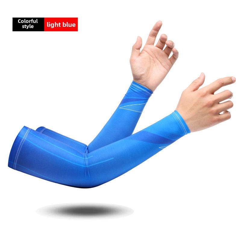 Unisex Ice Silk Sun Protection Arm SleevesDazzle color-light blue a pair of ice sleeves Dazzle color-light blue a pair of ice sleeves 