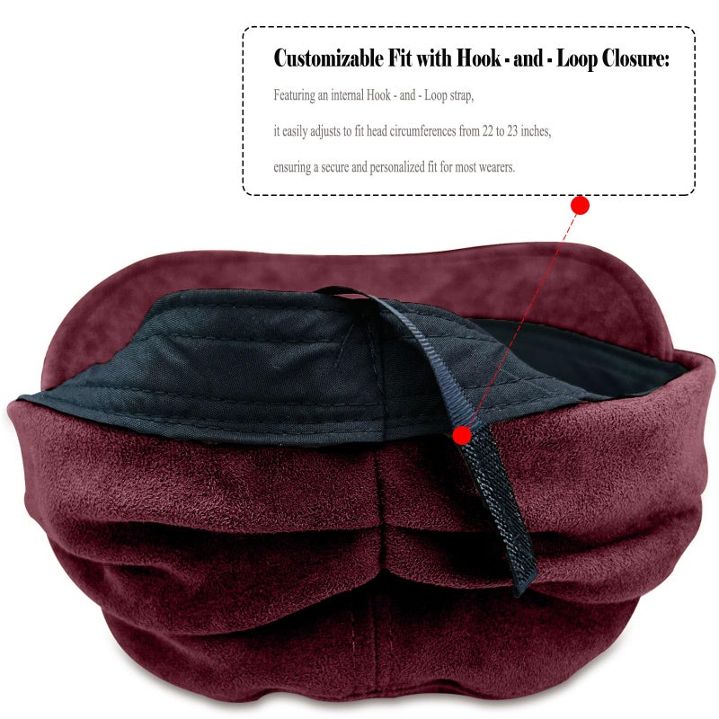 huablo Women's Suede Flat Top Newsboy Cap - Soft Brim & Hook - and - Loop Adjustment - Fall Winter Cabbie Paperboy Hats - Burgundy red - Image 5