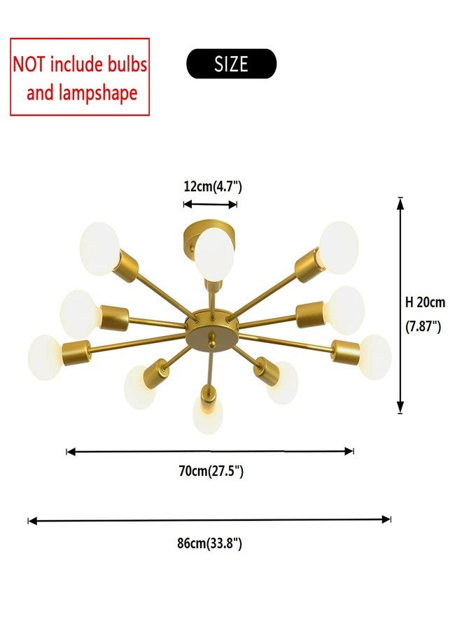 WOKE Modern Gold Ceiling Light Sputnik Chandelier 10 Lights Vintage Industrial Style Ceiling Lighting for Living Room Bedroom Dining Room Study Farmhouse Kitchen(Without Bulbs) 1213 - Image 5