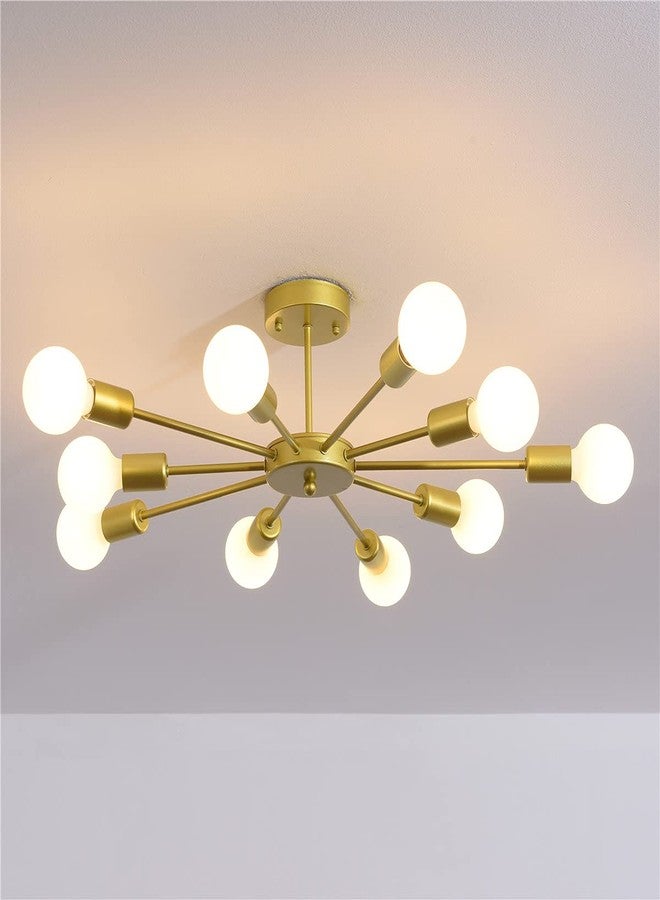 WOKE Modern Gold Ceiling Light Sputnik Chandelier 10 Lights Vintage Industrial Style Ceiling Lighting for Living Room Bedroom Dining Room Study Farmhouse Kitchen(Without Bulbs) 1213 - Image 1