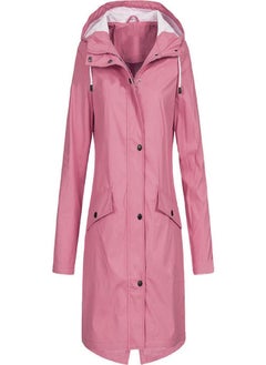 EAR Women Solid Rain Outdoor Plus Size Hooded Raincoat Windproof Long Jacket Coat