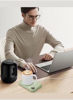 MARGOUN Coffee Mug Warmer, Electric Cup Heater with LCD Display, Digital Temperature 55-75°C Adjustable, USB-Powered, ABS Material - Green  - Image 3