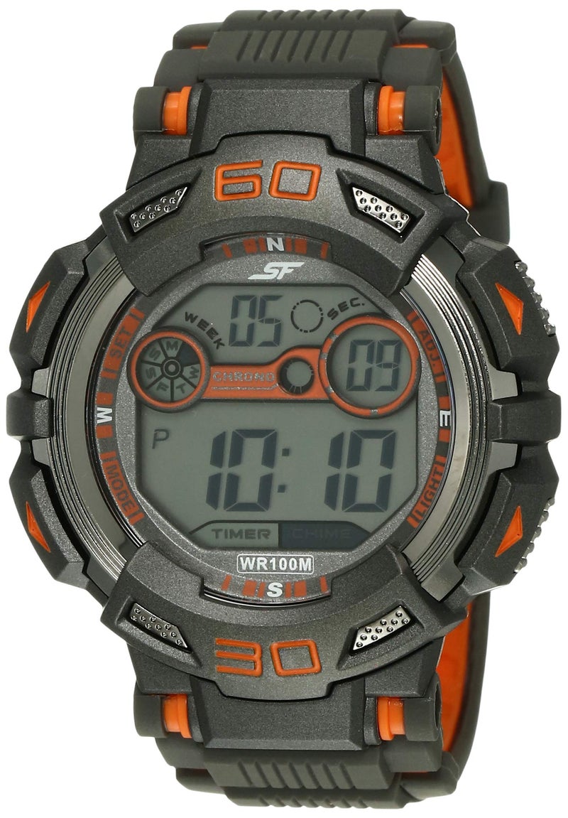 Sonata Watch for Men, Quartz Movement, Digital Display, Gray Resin Strap-NM77009PP03 / NL77009PP03