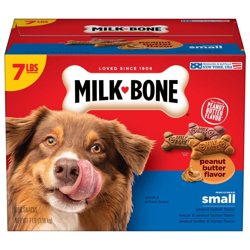 MILK-BONE MilkBone Peanut Butter Flavor Naturally Artificially Flavored Dog Biscuits Crunchy Dog Treats 7 Pounds Packaging Design May Vary