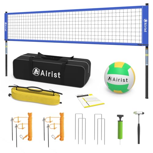 Airist Portable Volleyball Net Set with Height Adjustable Pole and Carrying Bag,Outdoor Volleyball Net for Backyard and Beach (Blue) - Image 1