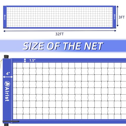 Airist Portable Volleyball Net Set with Height Adjustable Pole and Carrying Bag,Outdoor Volleyball Net for Backyard and Beach (Blue) - Image 3