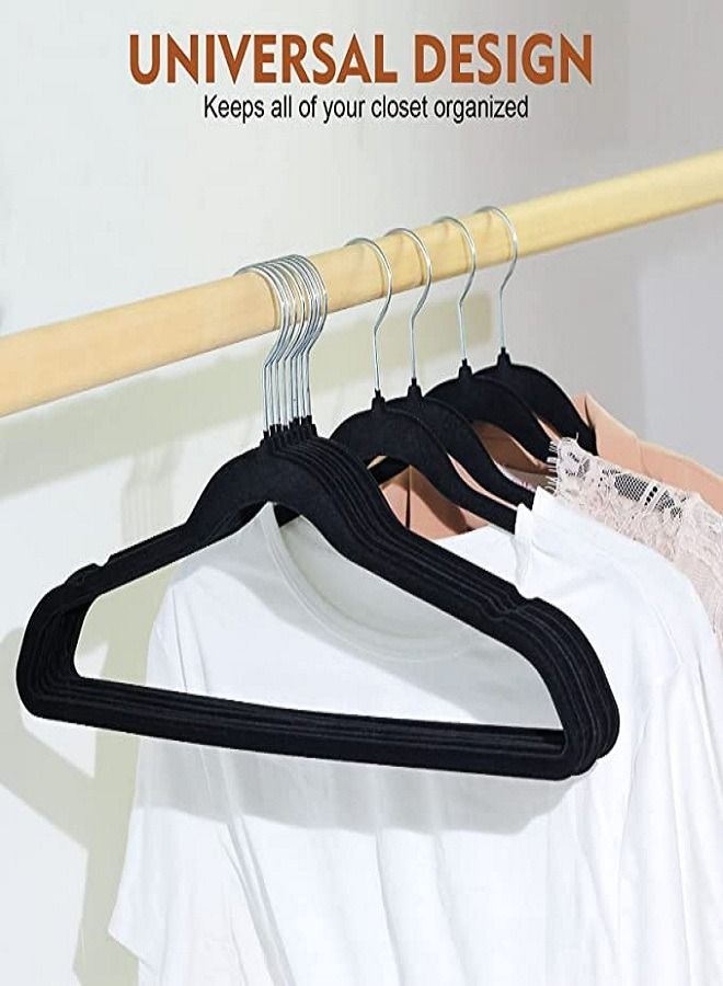Sky Touch Non-Slip Space Saving Closet Clothes Hangers Velvet Clothes Hangers Heavy Duty Adult Hanger for Coat Suit Black 20 Pieces - Image 2