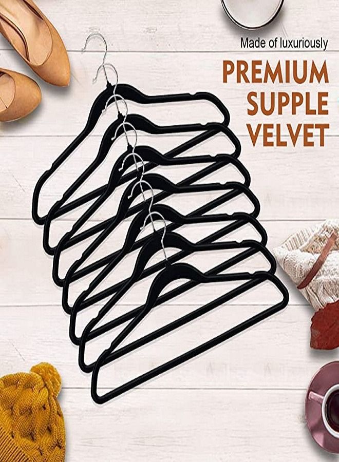 Sky Touch Non-Slip Space Saving Closet Clothes Hangers Velvet Clothes Hangers Heavy Duty Adult Hanger for Coat Suit Black 20 Pieces - Image 4