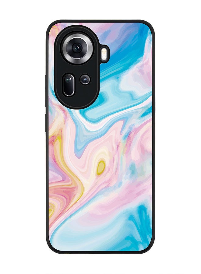 Stylizedd Rugged Black Edge Case for Oppo Reno11, Slim fit Soft Case Flexible Rubber Edges Anti Drop TPU Gel Thin Cover -  Marble Print Aqua - Image 1