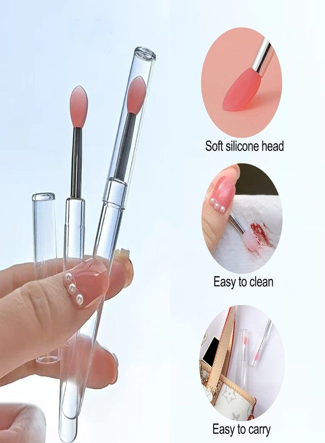 ELESDA Lip Brush, 6PCS Silicone Lip Applicator Reusable Lip Mask Applicator, Silicone Retractable Lip Gloss Balm Applicator Eyeshadow Lip Scrub Brush Lip Applicators Disposable - Image 2
