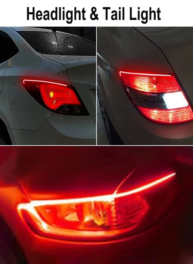 TEKSHINNY شريط إضاءة LED لمصابيح السيارة الأمامية، من TEKSHINNY، قطعتان، طول كل منهما 24 بوصة، شريط إضاءة LED مرن للسيارة، إشارة انعطاف حمراء، ضوء فرامل خلفي أصفر، ضوء تشغيل نهاري قابل للتبديل. - Image 5