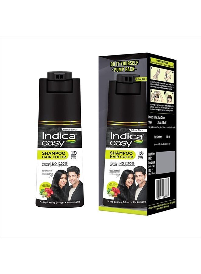 Indica شامبو سهل لتلوين الشعر | أسود طبيعي | 180 مل (6.08 أونصة) - Image 1