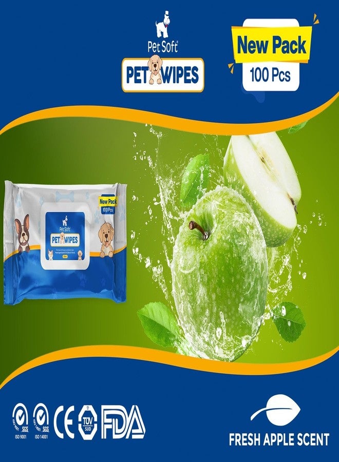 Pet Soft Cat & Dog Wet Wipes - 200 Count (100 Wipes X 2 Pack) Removes Dirt & Leave Caot Shiny & Clean 100% Biodegradable | Anti-Bacterial | Cleansing, Deodorising & Grooming Wipes - Image 2