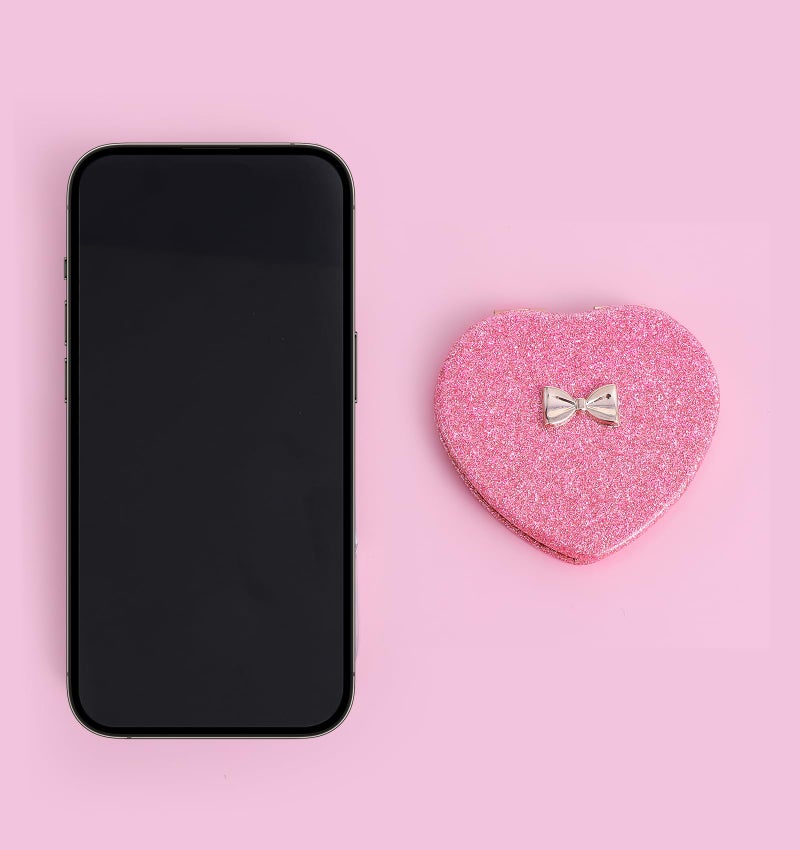 ValueBargain Pink Compact Mirror  Double-Sided Heart Compact Mirror  Magnetic Folding Purse Mirrors Compacts For Girls  Kids  Home Office  Valentine'S Day - Image 4