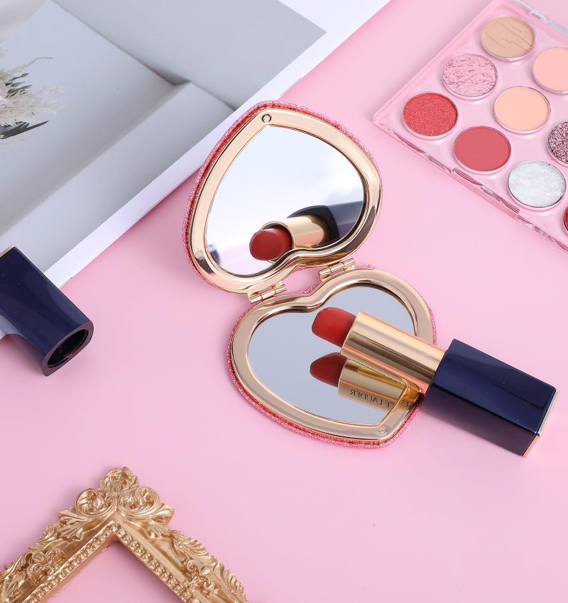 ValueBargain Pink Compact Mirror  Double-Sided Heart Compact Mirror  Magnetic Folding Purse Mirrors Compacts For Girls  Kids  Home Office  Valentine'S Day - Image 3