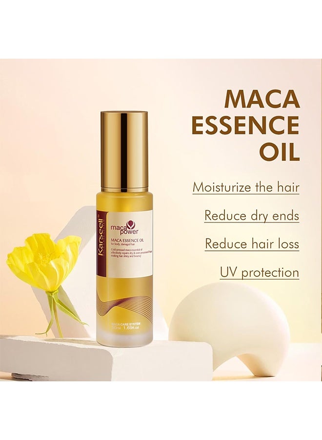 كارسيل زيت الماكا الأساسي 50 مل ، زيت الأرغان المغربي لشفاء الشعر مصل شعر زيت الأرغان الضغط البارد بدون وزن للشعر التالف الجاف - Image 4