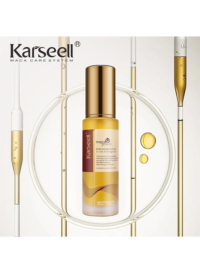 كارسيل زيت الماكا الأساسي 50 مل ، زيت الأرغان المغربي لشفاء الشعر مصل شعر زيت الأرغان الضغط البارد بدون وزن للشعر التالف الجاف - Image 2