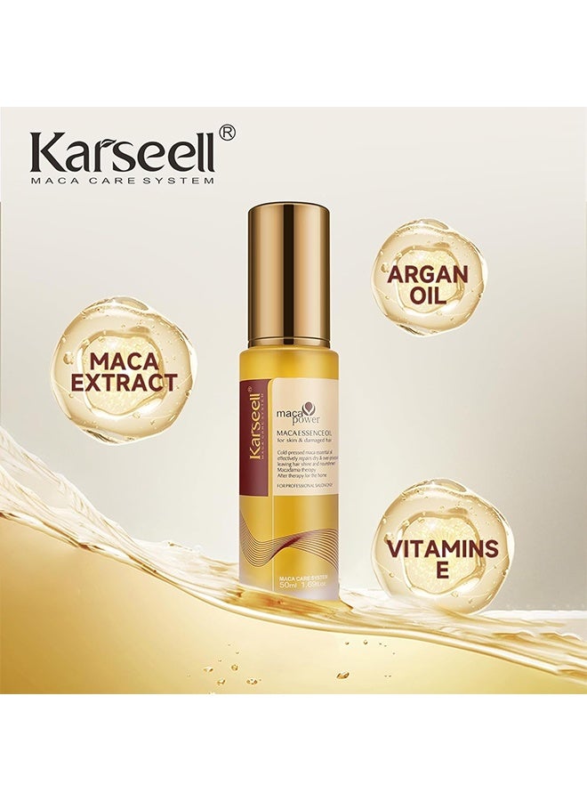 كارسيل زيت الماكا الأساسي 50 مل ، زيت الأرغان المغربي لشفاء الشعر مصل شعر زيت الأرغان الضغط البارد بدون وزن للشعر التالف الجاف - Image 3