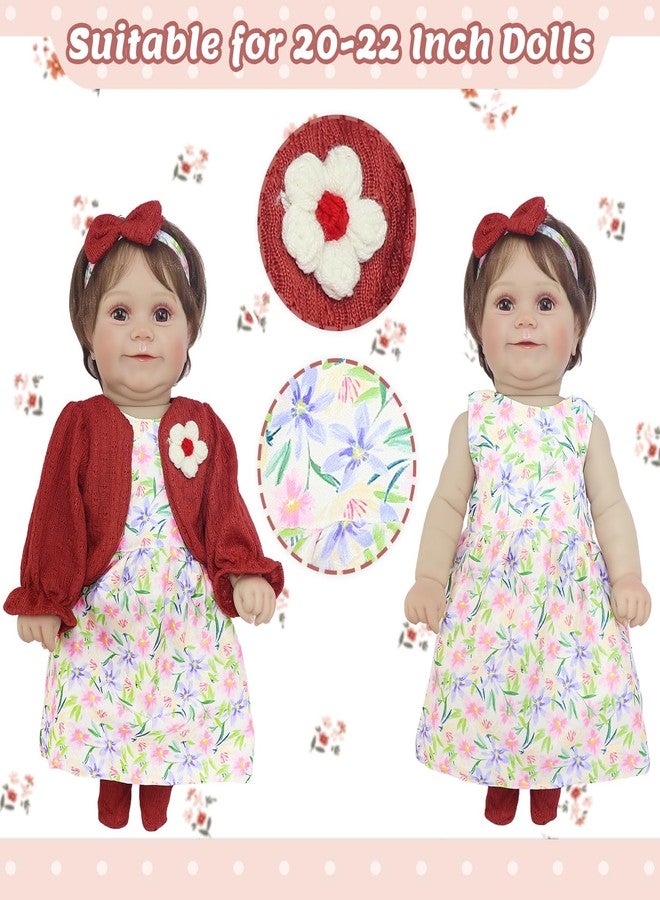 Ecore Fun 2 Set Baby Doll Clothes for 20- 22 Inch Dolls, 7 Pcs 20 Inch Dolls Clothes Accessories Dress Outfits Include Skirts, Socks, Headbands (No Doll) - Image 2